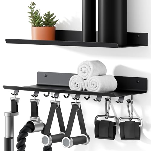 2-Tier Floating Shelf Compatible with Tonal Accessories, Home Gym Storage Shelf, Gym Rack Wall Mount Organizer, Workout Metal Holder, T-Bracket Lock Adapters Hanger, US Patent Holding - style: 2 Tier