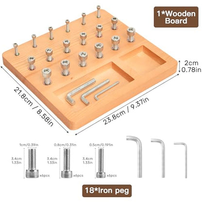 Wooden Pegboard for Finger Dexterity, Finger Strength Trainer for Hand Grip Strengthener Targeted Strength, Relief & Recovery– for Men, Women, and Seniors