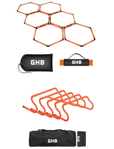 GHB Hex Agility Rings 1 Pack and 5 Pack 8" Agility Hurdles 1 Pack
