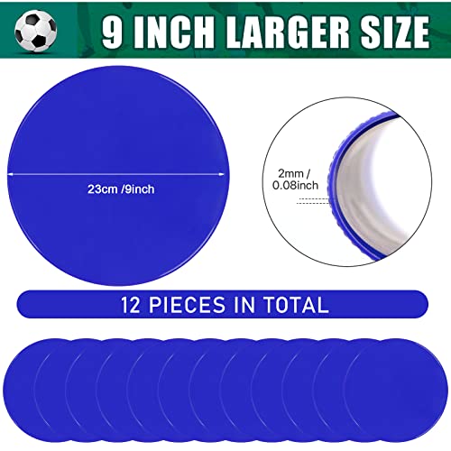 Spot Markers 4inch 9inch Rubber Agility Dots Flat Cones Non Slip Sports Dots Floor Spots Agility Markers for Kids Soccer Football Basketball Speed Agility Training - style: 12pcs Blue 9inch