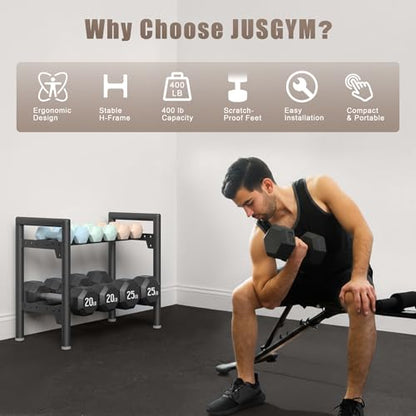 Dumbbell Rack Stand Only, 400LBS Capacity Weight Rack for Home Gym Storage, Adjustable Weight Storage Racks, Heavy-Duty Kettlebell Rack
