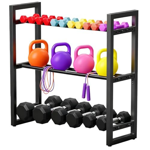 3 Tier Dumbbell Rack,390LB Capacity Weight Rack,Storage Stand for Dumbbells,Space-Saving Weight Rack for Home Gym Storage Organizing Dumbbells(Rack Only)
