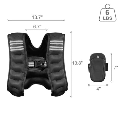 Fitvids Weighted Vest for Women & Men, Weight Vest with Detachable Phone Pouch for Walking, Running, Workout & Strength Training, 6lb/8lb/10lb Body Weight Vests for Fitness with Reflective Stripe - size: 6lb