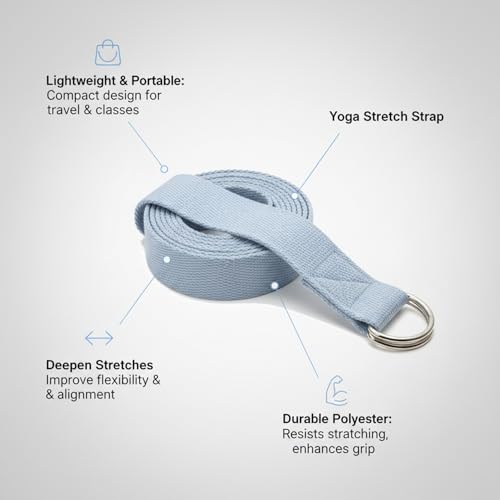 Yoga Stretch Strap, Polyester Exercise Strap for Flexibility Training and Assisted Stretches (1 PC) - color: Gray