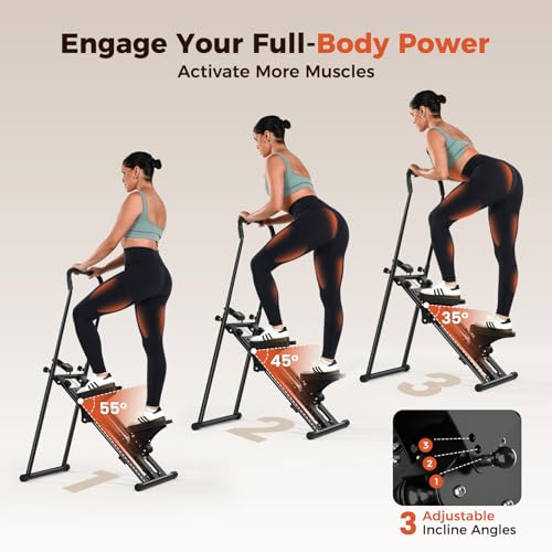Sportneer Foldable Stair Stepper for Home Gym, Adjustable Resistance, Vertical Climber with Handlebar, Extended Step Range for Full-Body Workouts with 440lbs Weight Capacity
