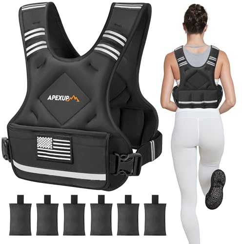 Adjustable Weighted Vest, 4-10lb/12-18lb/20-32lb Vest with 6 Ironsand Weights and Large Pocket, Weight Vest for Men Women Strength Training, Running, Walking - color: Black, size: 20-32lbs