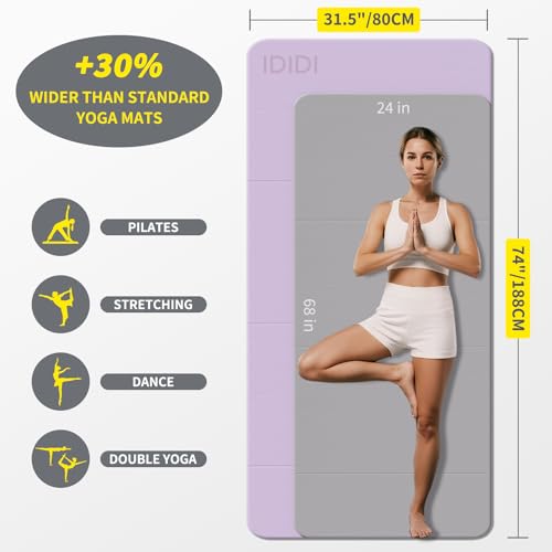 Foldable Extra Large Yoga Mat 74"×31.5", 8mm Double-Sided Non Slip Lightweight Fitness Mat for Adults & Kids, Portable for Home Studio & Travel
