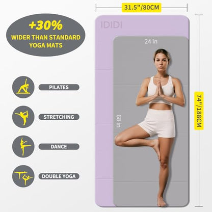 Foldable Extra Large Yoga Mat 74"×31.5", 8mm Double-Sided Non Slip Lightweight Fitness Mat for Adults & Kids, Portable for Home Studio & Travel