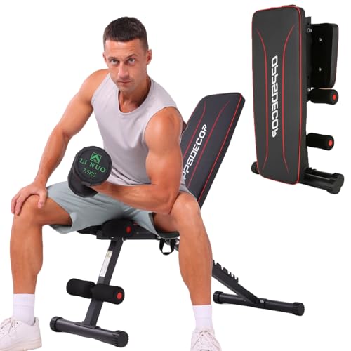 OPPSDECOR Foldable Adjustable Weight Bench, 8 Adjustable Backrests Incline/Flat/Decline Sit up Bench, Versatile 660LBS Workout Bench for Home Gym