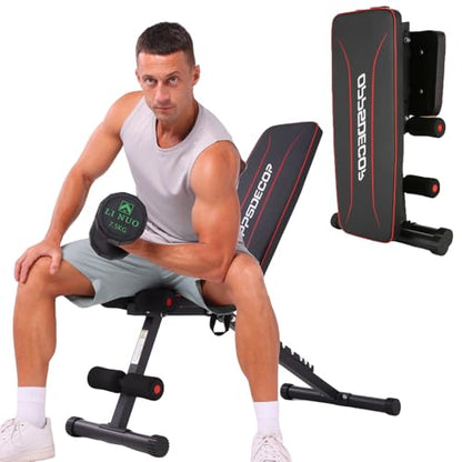 OPPSDECOR Foldable Adjustable Weight Bench, 8 Adjustable Backrests Incline/Flat/Decline Sit up Bench, Versatile 660LBS Workout Bench for Home Gym