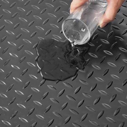 VEVOR Rubber Flooring Roll, 4 x 15 ft SBR Diamond-Plate Rubber Mat, 3mm Thickened, Easy to Clean, Customizable Size, Non-Slip Floor Protector Mat for Under Cars, Garage, Warehouse, Industry Gym, Black - size: 182.1"L x 48.7"W x 0.1"Th