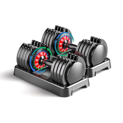 Adjustable Dumbbell Set of 2, 50/100/110lbs Free Weights Dumbbell Set - size: 55LBS Pair - B