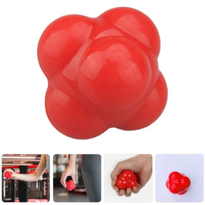 Hexagonal Reaction Training Ball Red 68mm Silicone Agility Fitness Ball for Hand-Eye Coordination Speed Workout and Sports Training
