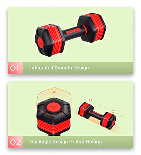 Nice C Adjustable Dumbbells, Neoprene Hand Weights - style: Red 5lb Pair
