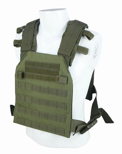 Tactical Adjustable Weighted Vest for Men and Women WODs, Strength Endurance Training Fitness Workouts Running - Quick Release, Molle System - color: Green