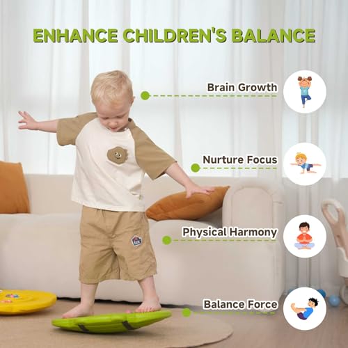 Wobble Balance Board for Kids – Yellow Frog Design with Maze Track & Balls | Dual-Sided Sensory Rocker Board | Non-Slip Tactile Surface | Supports Up to 200lbs | Perfect for Toddlers & Parent-Child Play