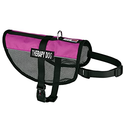 Dogline MaxAire Multi-Purpose Mesh Vest for Dogs and 2 Removable Therapy Dog Patches, Small, Pink