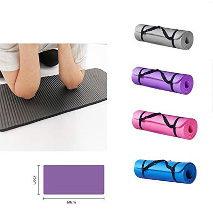 Non Slip Yoga Mat, Extra Thick TPE Exercise Mats for Home Workout with Carrying Strap, Durable Anti-Tear Fitness Mat for Pilates Stretching Gym - color: Red