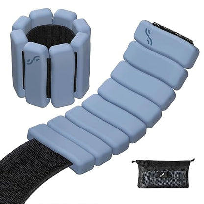 Sportneer Wrist & Ankle Weights for Women & Men Set of 2 (1LB/2LB Each) - Soft Silicone Arm & Leg Weights for Pilates, Yoga, Walking, Barre, Home Workout, Water Aerobics