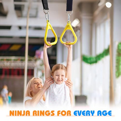 LadyRosian Trapeze Bar Swing Monkey Bars Hanging Ninja Rings Warrior Slackline Obstacle Course Kits for Kid Playground Equipment Accessories (Yellow)