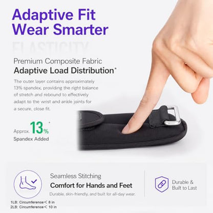 Ankle Wrist Weights for Women & Men One Pair of 1Lb/2Lb Small Size Arm Leg Weight Set with Adjustable Straps for Walking Pilates Exercise Workout Gym Aerobics & Home Fitness,Running,Physical Therapy