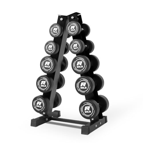 RitFit 5-250 LBS PVC Encased Round Dumbbell sets with Knurled Handle and Optional Rack, Strength Training Equipment for Home Gym - style: 200LB Set