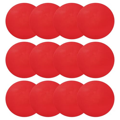 PATIKIL 10 Inch Poly Spot Markers, 12Pcs Non Slip Rubber Floor Dots with Storage Bag Flat Agility Cones for Sports Training Basketball Football, Red