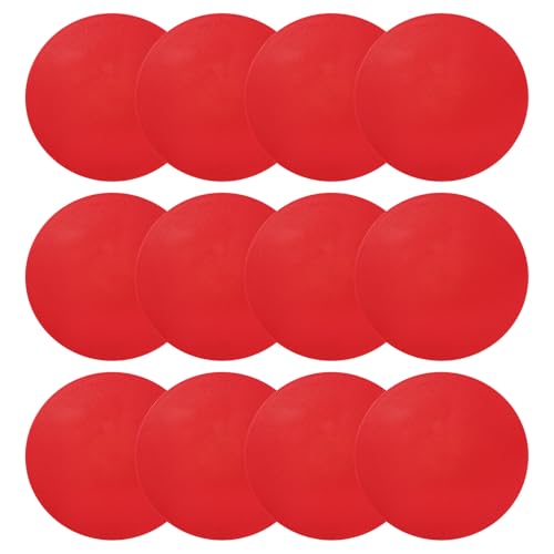 PATIKIL 10 Inch Poly Spot Markers, 12Pcs Non Slip Rubber Floor Dots with Storage Bag Flat Agility Cones for Sports Training Basketball Football, Red