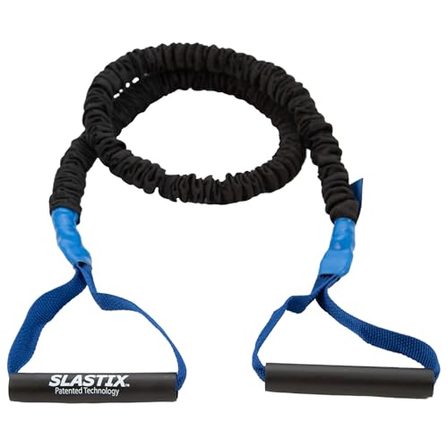 Slastix Toner Resistance Bands with Handles | Safe Sleeve Exercise Bands for Strength Training, Full Body Workouts, and Home Gym Fitness - color: Black, size: Heavy Resistance - 25 lbs.