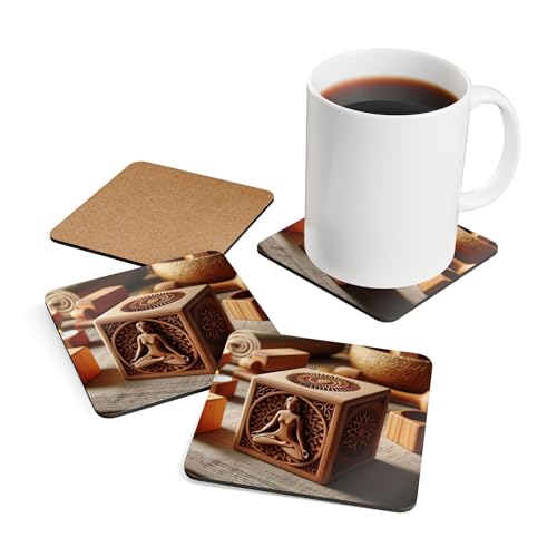 Wooden Yoga Blocks Coasters – Set of 4 Premium Fitness Accessory for Eco Yoga Brands