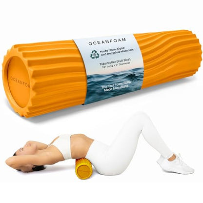 Tidal Roller - Gold - Muscle Massage Foam Roller for Back Pain & Stretching - Firm and Ergonomic Wide Wave Textured - Yoga, Athletics, & Wellness - Full Size, 20" x 5" - color: Gold