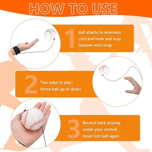 4/8/16/32 PCS Wrist Return Ball 2.36 Inch Bounce Back Ball Rebound Baseball On Elastic String for Wrist Exercise Play