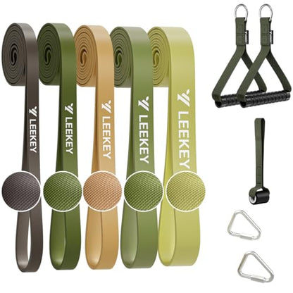 Pull Up Assistance Bands,5-125LB Resistance Bands with Grip、Door Anchor、Gym Bag - Exercise Bands for Full-Body Training, Fitness, Physical Therapy -USA Original Patent - style: 5-125LBS GREEN WITH HANDLE