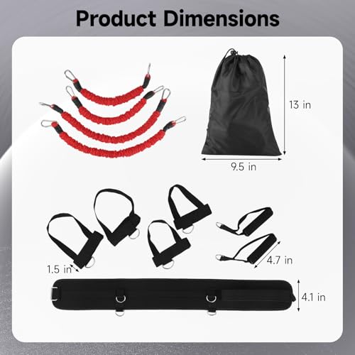 12 PCS Boxing Resistance Bands Set, 15 Lbs Exercise Bands with Adjustable Wrist Ankle Cuffs and Waistbelt, Portable MMA Martial Arts Training Kit for Explosive Power, Speed, Agility