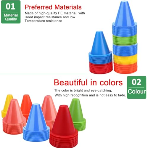 OUKENS Training Marker Cones, 10pcs 3 Inch Mini Sports Cones Football Training Sports Equipment Roller Skating Barriers Plastic Marker Holder Accessory for Fitness Practice