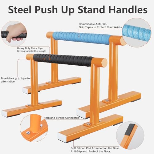 Strength Training Parallettes I-Sit Push Up Bars, Pushup Handles Calisthenics Equipment for Home Workout, Anti-slip Gymnastics Bars, Handstand & Dip Bar for Outdoor Exercise