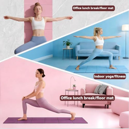 Foldable Yoga Mat Thick Non-Slip Exercise Mat - color: pink