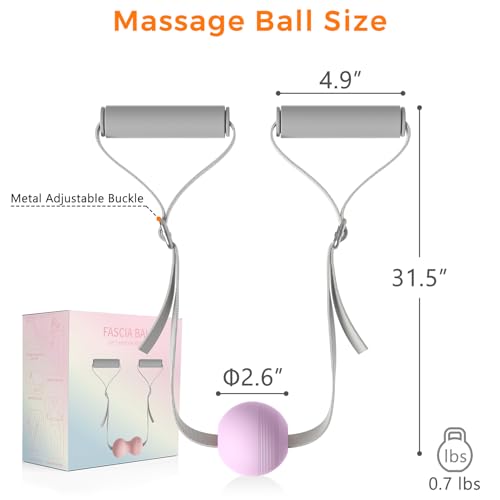 VICSKY Myofascial Release Massage Ball with Handles - Trigger Point Ball for Leg, Neck, Foot Pain Relief, Adjustable Strap, Deep Tissue & Muscle Relaxation, Pressure Release Tool (Purple) - color: A: Purple, Single Ball