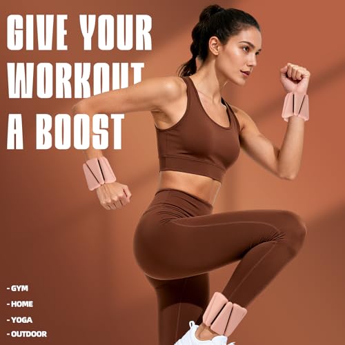 YOVKOK Ankle Weights for Women, 4 LBS Pair 2LB Each - color: Flesh Pink