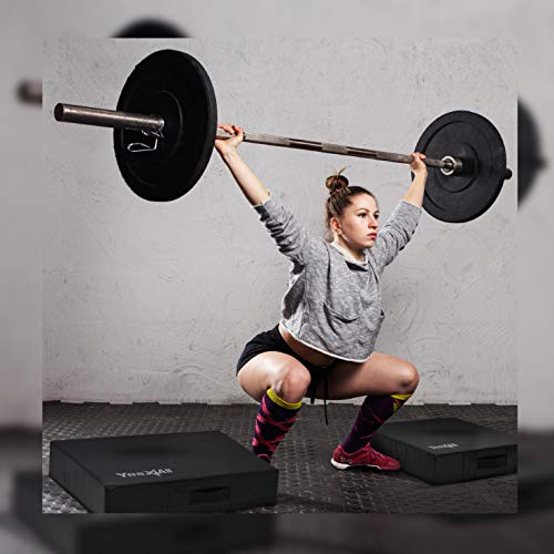 Yes4All Silencer Drop Pads/Weightlifting Drop Pads with PVC Cover & Easy Carry Handles – Sold in PairsVariation Theme - color: B. Black - 6in
