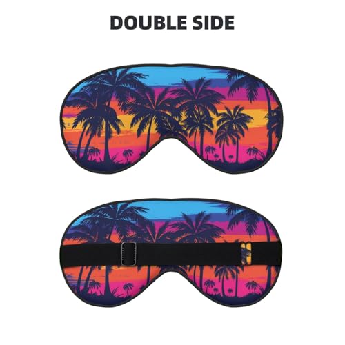 Blue Palm Trees Sleep Mask Orange Sunset Eye Mask with Adjustable Strap Eye Sleep Shade Cover Blocks Light for Women Men Airplane Travel Nap - color: Blue Palm Trees