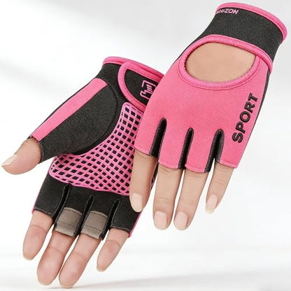 IZUS Fingerless-Cycling-Gloves Workout-Gym-Gloves for Men Women Non-Slip Palm Grip for Weight Lifting Training Fitness