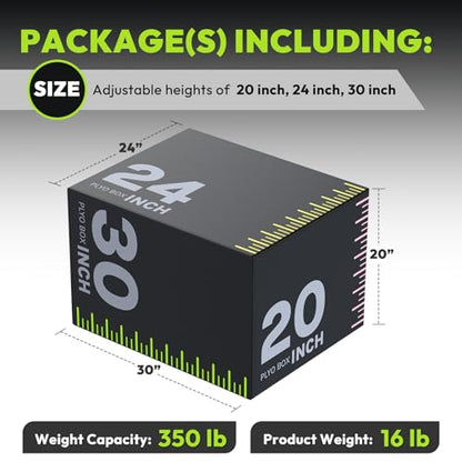 3-in-1 Plyo Box – Plyometric Jump Box with Durable High-Density Foam Core and Non-Slip Surface for Box Jumps, Squats, and Home Gym Workouts