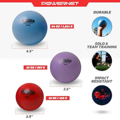 PowerNet Power Plyometrics Weighted Training Ball, Softball & Baseball Training Equipment, Weighted Baseballs to Increase Throwing Velocity - style: 3-Pack Kit