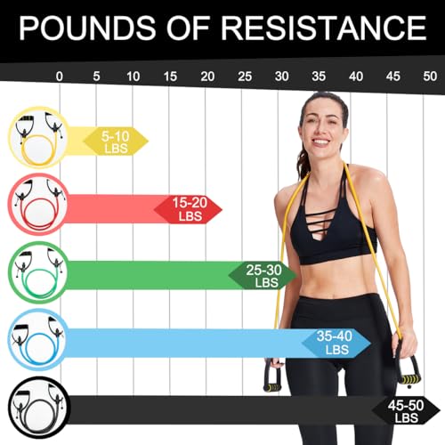 Resistance Band with Handles and Door Anchor, Adjustable Exercise Tube Band for Physical Therapy, Strength Training, Pilates and Home Workouts