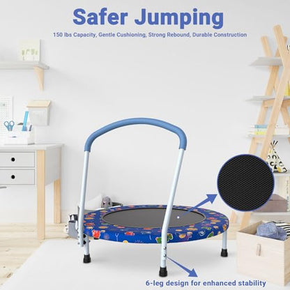 36" Mini Trampoline for Kids, Toddler Trampoline with Handle, Small Trampolines Indoor Outdoor Use, Kids Trampolines Indoor for Boys Girls Age 3-6