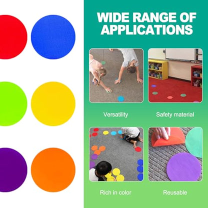 slaixiu 30PCS 4" Rubber Floor Dots - Non-Slip Gym Circles for Kids Agility Training, Classroom Carpet Markers & Sit Spots