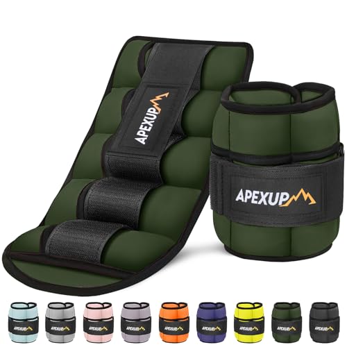 APEXUP Adjustable Ankle Weights for Women and Men, Modularized Leg Weight Straps for Yoga, Walking, Running, Aerobics, Gym, Physical Therapy - color: Green, size: 10 Lb Pair (5 Lb Each)