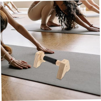 POPETPOP 2pcs Wooden Parallettes Bars - Handles for for Calisthenics and Strength Training Compact Design for Men and Women