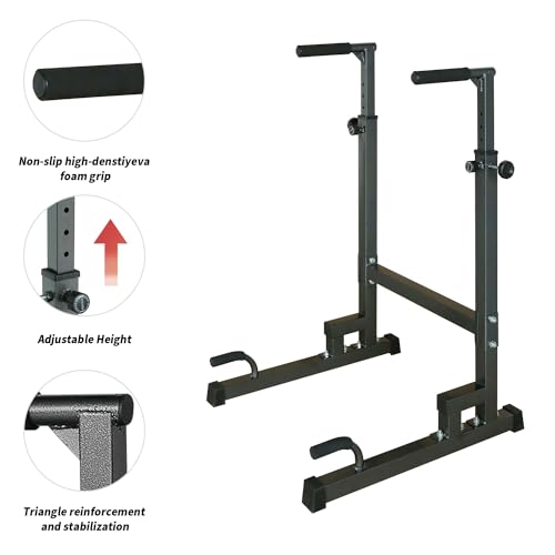Adjustable Height Dip Bar Station, Heavy Duty Dip Station for Home Gym,Multi-function Dip Station Pull Up Bar Full Body Strength Training Workout Fitness Equipment for Tricep Dips - color: Dip Station